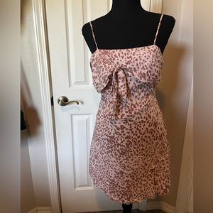 Cheetah print pink small dress tie front spaghetti straps